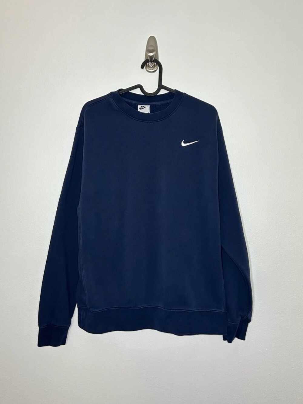 Nike 90s Vintage Mini Swoosh Crewneck Sweatshirt Navy Blue Size Medium